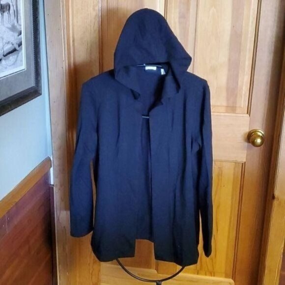 J. Jill Pure Jill Black Hooded Sz. M Cardigan - Picture 1 of 8